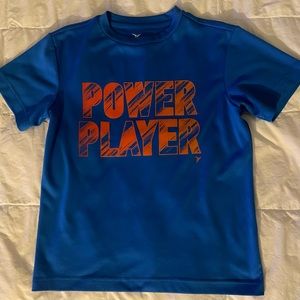 Boys’ size Y-SM (6/7), blue and orange, Old Navy Active ‘Power Player’ shirt